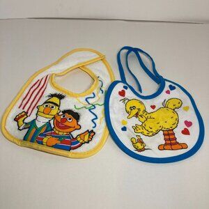 Vintage Avon The First Years Sesame Street Baby Bib Big Bird Bert Ernie Lot of 2